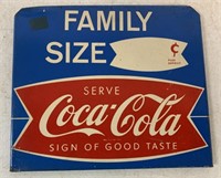 Tin Family Size Coca Cola Sign