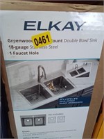 Elkay Greenwood Mount Double Bow Sink 18 Gauge