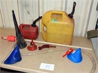 Gas Cans - 6 funnels - barrel pump