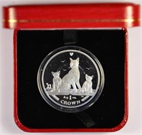 2016 Isle Of Man Proof 1 Ounce Silver Cat.