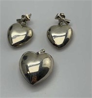 925 Heart Pendant & Earrings