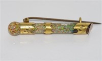 Good antique 9ct gold & opal chip brooch