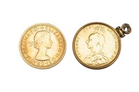 TWO GOLD BRITISH SOVEREIGN COINS, 16.9g