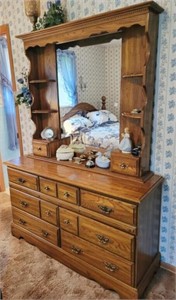 7 DRAWER DRESSER W/MIRROR - SHELVES AND DRAWERS