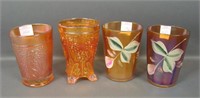 (4) Fenton Marigold Carnival Glass Tumblers.