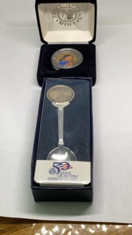 US Mint Idaho spoon & Morgan Mint Sacagawea