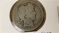 1900 barber quarter silver coin