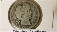 1914 d barber quarter silver coin