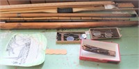 5 Pair Antique Glasses, Canes, Yard Sticks