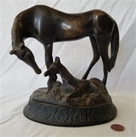 Cast Bronze Horse and Foal Statuette