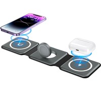 ($44) Wireless Charger, Magnetic Foldable 3 in 1