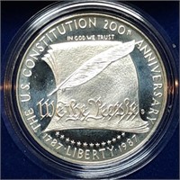 1987 US Constitution Proof Silver Dollar MIB