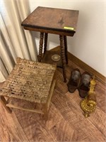 Small table, stool, sconces