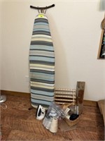 Ironing board, iron, misc sewing items