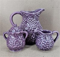 3pc Grape Pitcher, Cream & Sugar Set