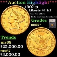 *Highlight* 1907-p Liberty $2 1/2 Graded ms67+