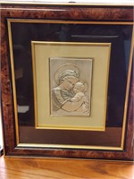 Sterling Silver Framed Madonna and Baby 925