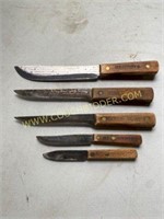 Five Old Hickory Knives