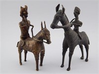 2 Dhokra Tribe Bronze Figures.Horse & Rider