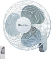 Comfort Zone 16" Quiet 3-Speed Wall Mount Fan with