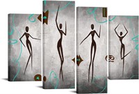 4 Panel Abstract African Canvas Art