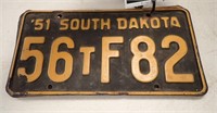 PAIR OF 1951 SD LICENSE PLATES W/PHOTO OF CAR THAT