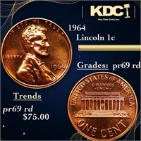 Proof 1964 Lincoln Cent Silver 1c Grades Gem++ Pro