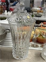 Tall lead crystal vase with lid