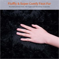 CozyDesg 8ft x 10ft Fluffy Area Rug  Black