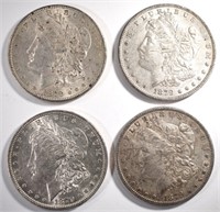 4 -1879 O MORGAN DOLLARS AU SOME DAMAGE - SEE PICS