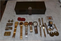 Collection of 9 wrist watches, money clips, Tootsi