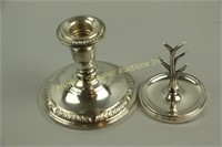 TWO STERLING ITEMS CANDLE HOLDER+ RING TREE