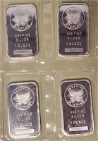 S - 4 PIECES 1 OZ .999 FINE SILVER EACH (S28)