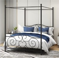 Black Canopy Bed With Sturdy Metal Frame Premium