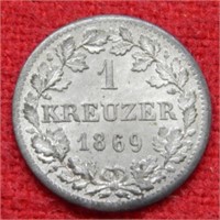 1869 Bavaria 1 Kreuzer
