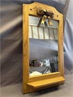 VINTAGE BOW 34.5 INCH WOODEN WALL MIRROR.