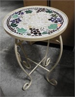 Pair of tile mosaic patio end tables with wire