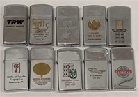 Lot of 10 Zippo Slim Advertising Lighters