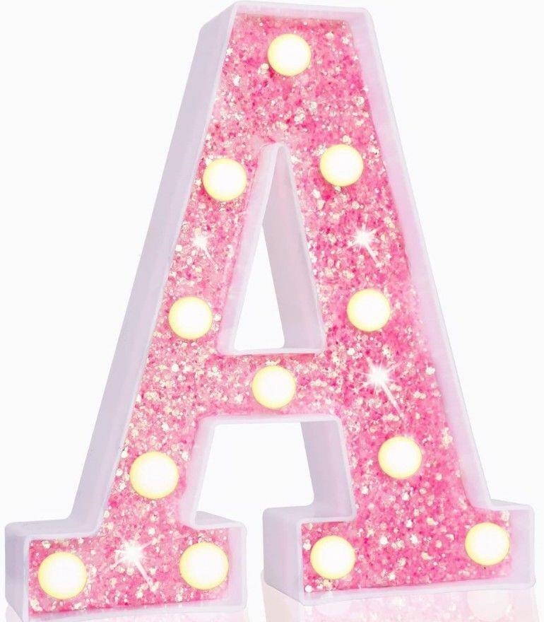 ($32) LED Marquee Letter Lights, Light Up Pink
