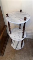 3 tier marble and wood stand. 28 inches tall