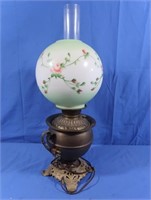 Vintage Handpainted Hurricane Lamp-single