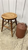 Stool and oil can