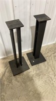 2 wood plant stands