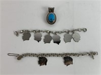 Vintage Sterling Silver Charm Bracelets &