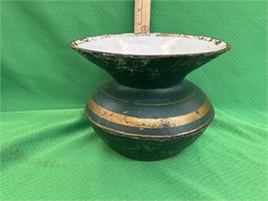 Antique cast iron spittoon with porcelain lining