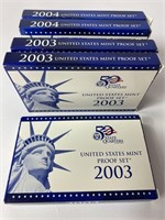 2003, 2004 US Mint 10 Coin Proof Sets (5)