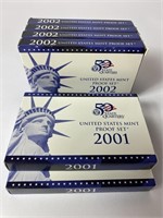 2001, 2002 US Mint 10 Coin Proof Sets (6)