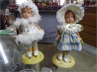 2 Effanbee 9" dolls skater & sun bonnet girls
