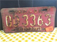 1961 IN License Plate