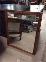 Brown Wooden Framed Rectangular Mirror 32” x 26.5”